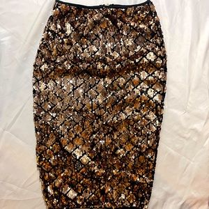 Rose gold and black midi skirt size small